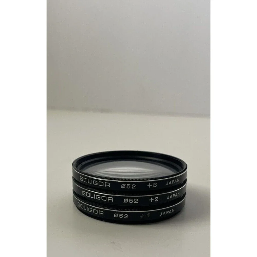 Vintage Soligor 55mm Close Up Macro +1 +2 +3 Lens Filter Set of 3 Original Case